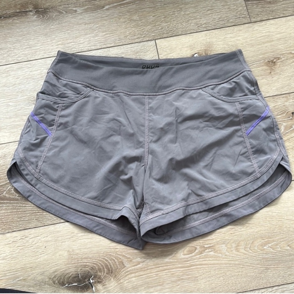Ryka Gray Athletic Shorts, smooth comfortable band, cute purple accent in seams